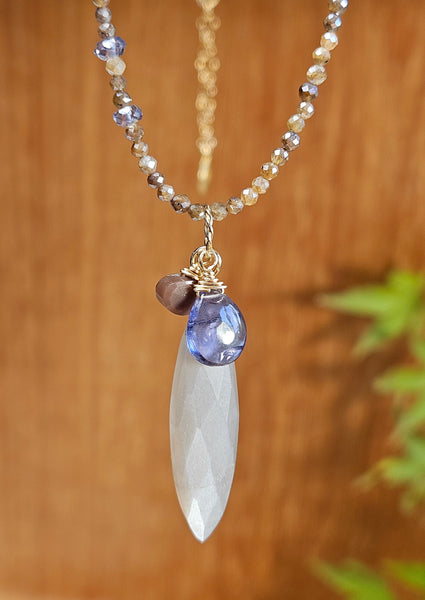 GF) Silver & Chocolate Moonstone Necklace  NBK1324G