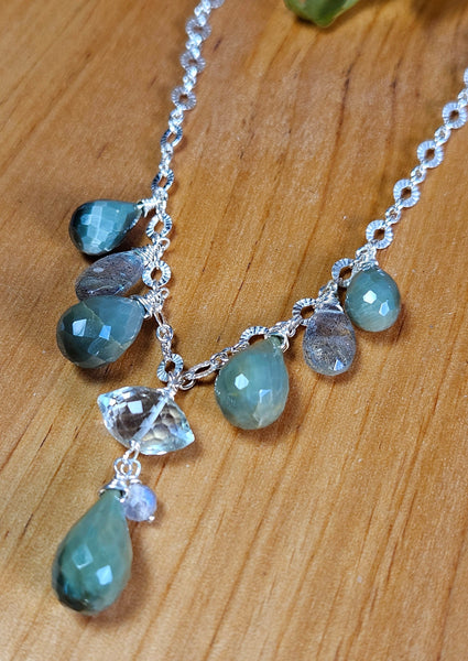 Chrysoberyl, Prasiolite & Labradorite Necklace  NGR1124