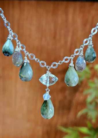 Chrysoberyl, Prasiolite & Labradorite Necklace  NGR1124