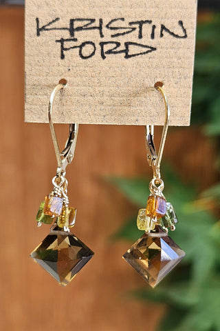 GF) Whiskey Quartz & Tourmaline Earrings  EBR1924G