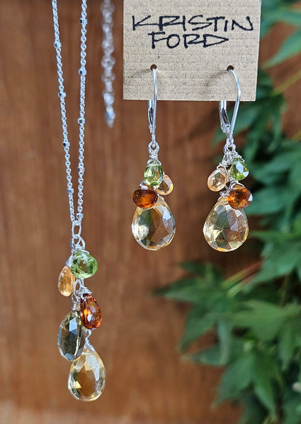 Citrine, Olive Quartz, Hessonite, Spessartite & Peridot Necklace  NWH2724