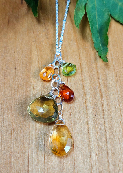 Citrine, Olive Quartz, Hessonite, Spessartite & Peridot Necklace  NWH2724