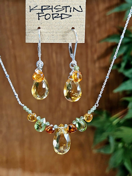 Citrine, Mandarin Garnet & Green Tourmaline Earrings  EBR2724