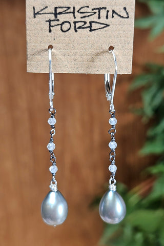 Pearl & White Topaz Earrings  EBK1724