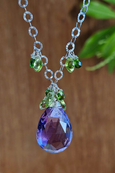 One of a Kind Amethyst, Peridot & Chrome Diopside Necklace