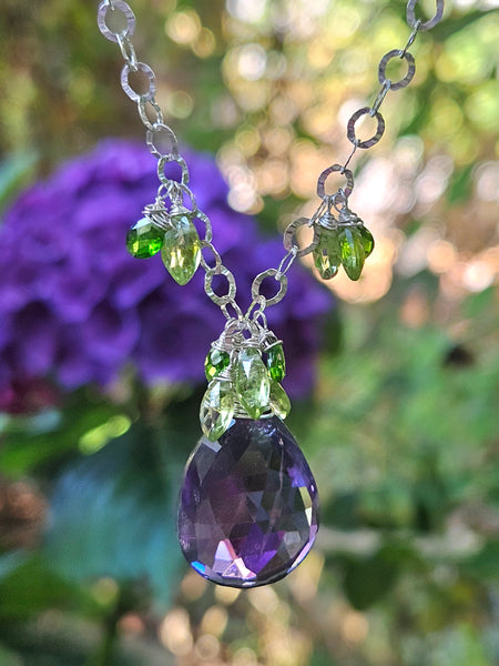 One of a Kind Amethyst, Peridot & Chrome Diopside Necklace