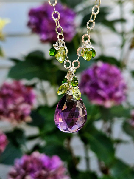 One of a Kind Amethyst, Peridot & Chrome Diopside Necklace