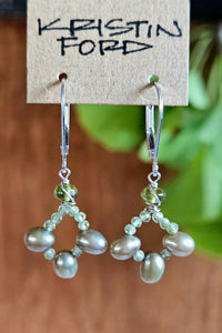 Sage Pearl & Peridot Earrings  EGR1824