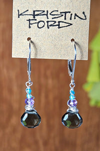 Slate Quartz, Amethyst & Apatite Earrings  EBL4824