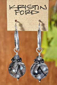 Black Tourmalinated Quartz Earrings  EBK2324