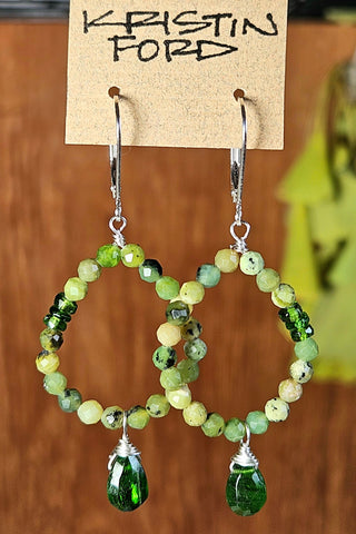 Chrome Diopside & Jade Earrings  EGR1924