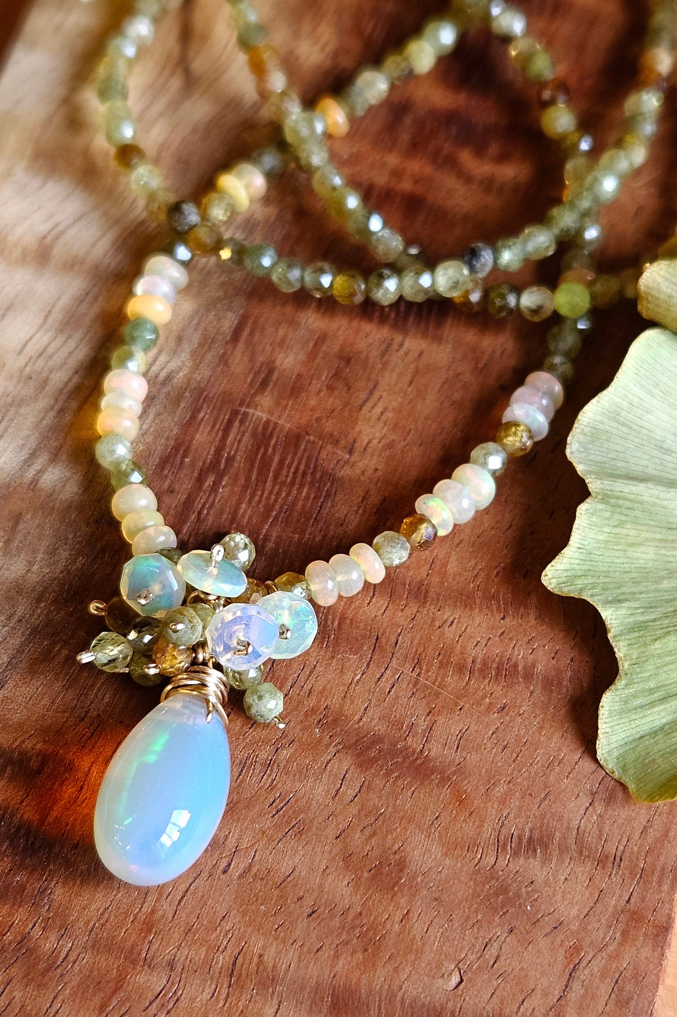 One of a Kind Opal & Grossular Garnet Necklace