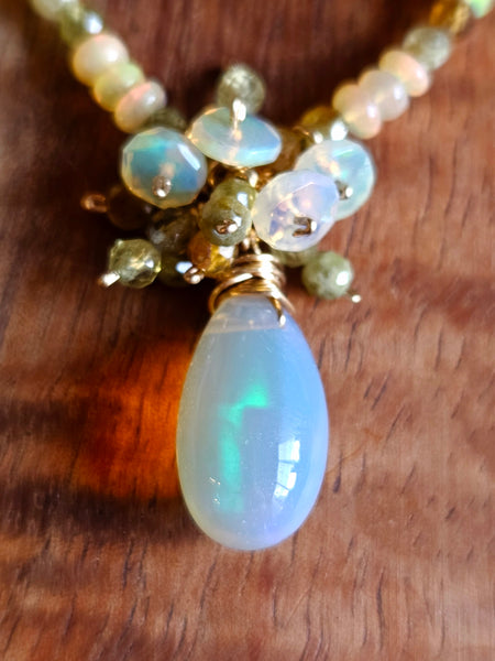 One of a Kind Opal & Grossular Garnet Necklace