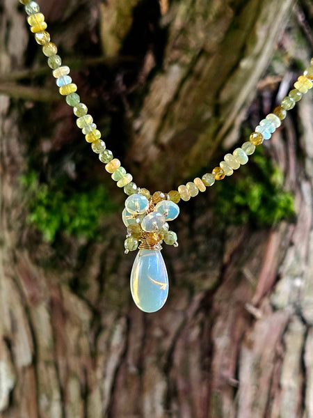 One of a Kind Opal & Grossular Garnet Necklace