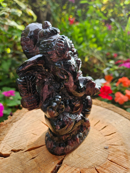 Carved Garnet Ganesh