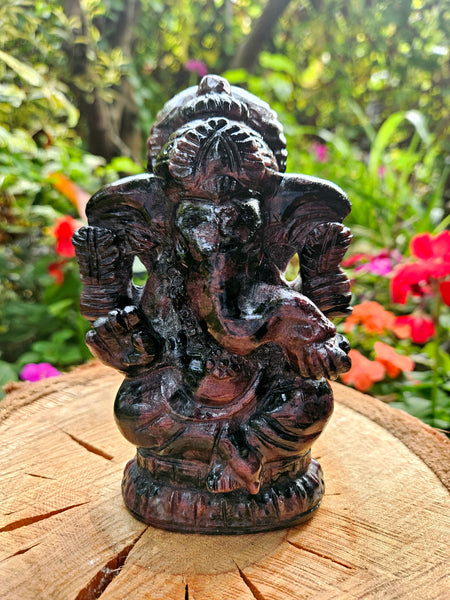 Carved Garnet Ganesh