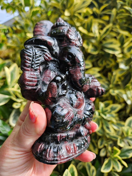 Carved Garnet Ganesh