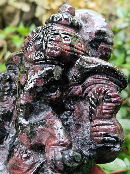 Carved Garnet Ganesh