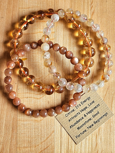 Citrine & Moonstone Bracelet Trio