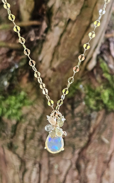 One of a Kind Opal & Champagne Sapphire Necklace