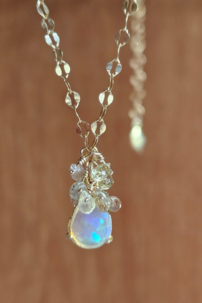 One of a Kind Opal & Champagne Sapphire Necklace