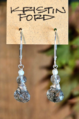 Black Tourmalinated Quartz Earrings  EBK2824