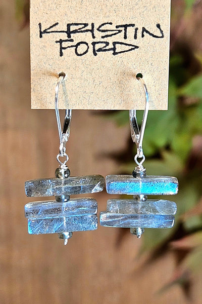 Labradorite & London Blue Topaz Earrings  EBK1126