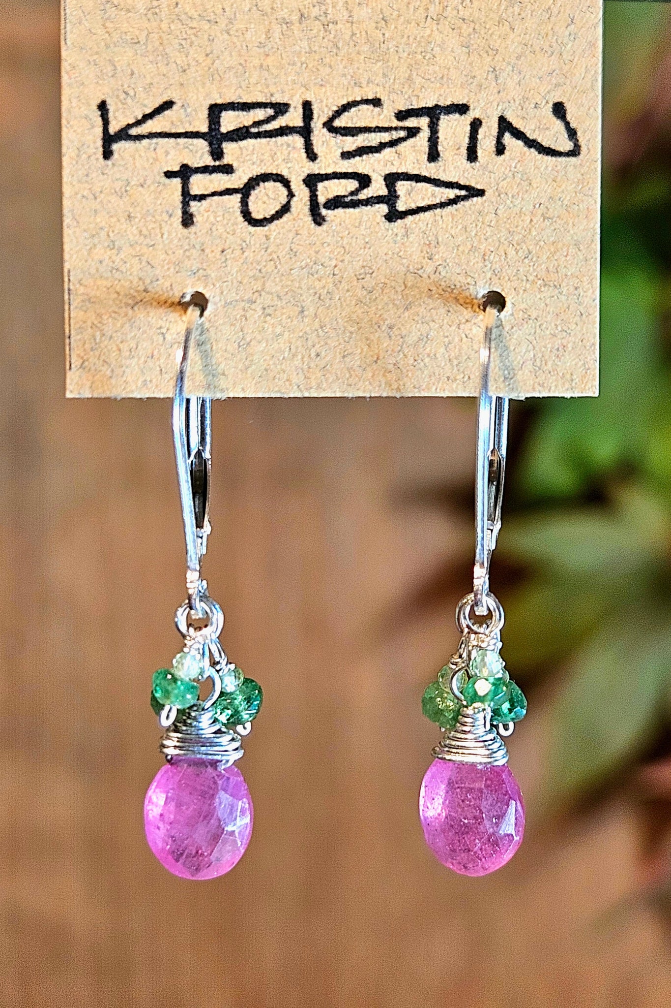 Pink Sapphire, Peridot & Emerald Earrings ERD1414