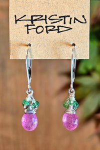 Pink Sapphire, Peridot & Emerald Earrings ERD1414