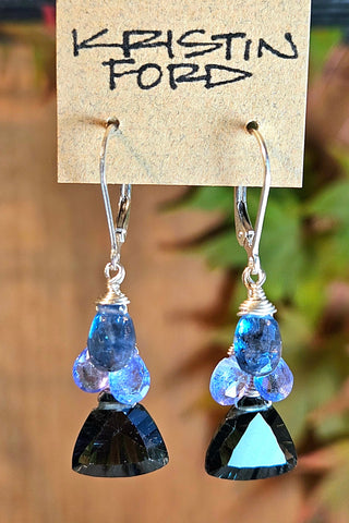 Slate Blue Quartz, Tanzanite & Indigo Kyanite Earrings  EBL6519