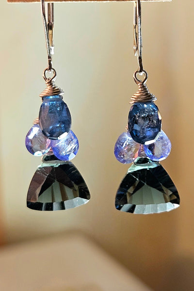 Slate Blue Quartz, Tanzanite & Indigo Kyanite Earrings  EBL6519