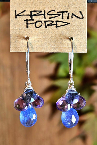 Tanzanite, Amethyst & Iolite Earrings  EBL7310