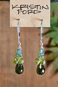 Green Quartz, Peridot & Tourmaline Earrings  EGR1624