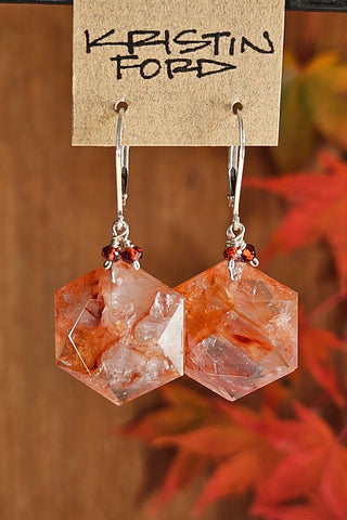 Fire Quartz / Red Healer & Garnet Earrings ERD1723