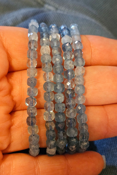 Faceted Aquamarine Stretchy Bracelets