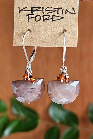 Chocolate Moonstone Earrings  EBR0624