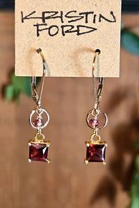 GF) Square Cut Garnet Earrings  ERD0625G