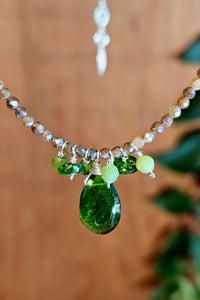 Chrome Diopside, Chocolate Moonstone & Jade Necklace  NGR2224