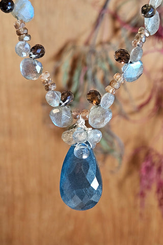 One of a Kind Moss Aquamarine, Labradorite, Andalusite & Smoky Quartz Necklace