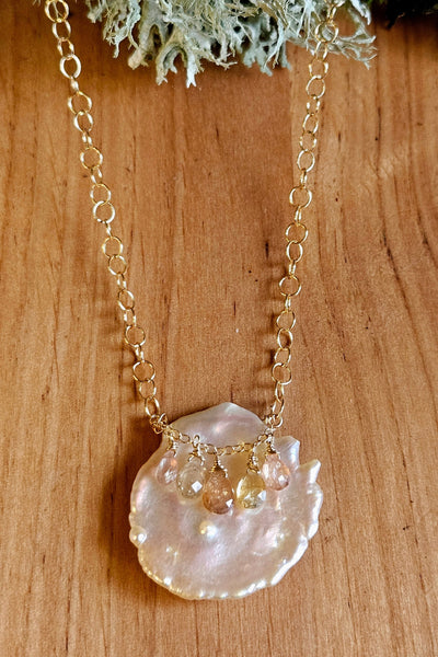 One of a Kind Keishi Pearl & Sapphire Necklace