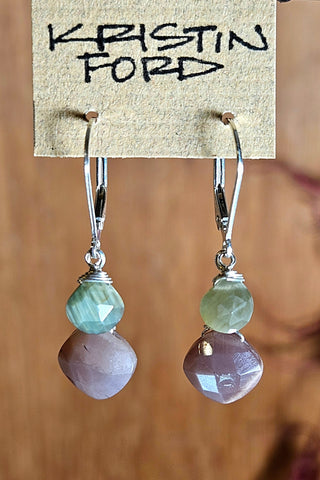 Chocolate "Mocha" Moonstone & Chrysoberyl Earrings  EBR0424