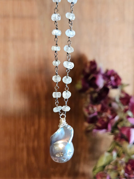 Limited Edition Baroque Pearl and Aquamarine  Necklace