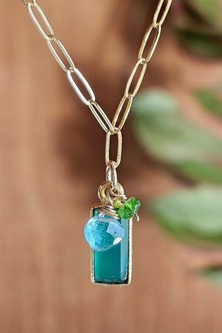 GF) Green Onyx Baguette Necklace   NGR0325G