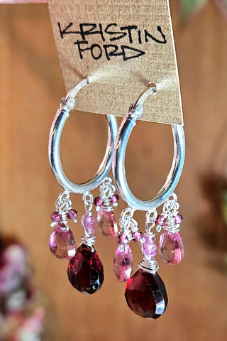 Garnet & Pink Topaz Earrings  ERD0925