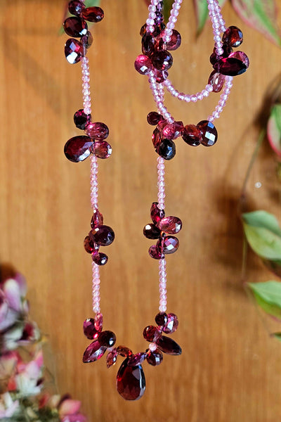 One of a Kind Garnet & Pink Topaz Necklace