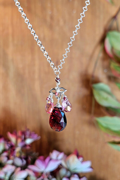 Garnet & Pink Topaz Necklace  NRD0925