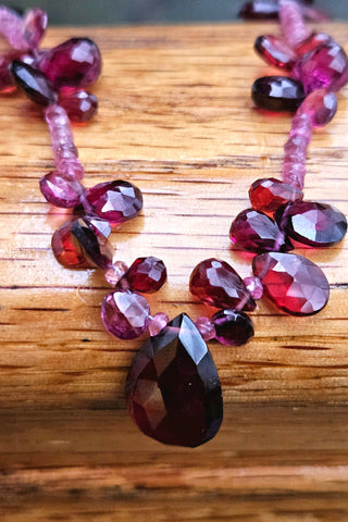 One of a Kind Garnet & Pink Topaz Necklace