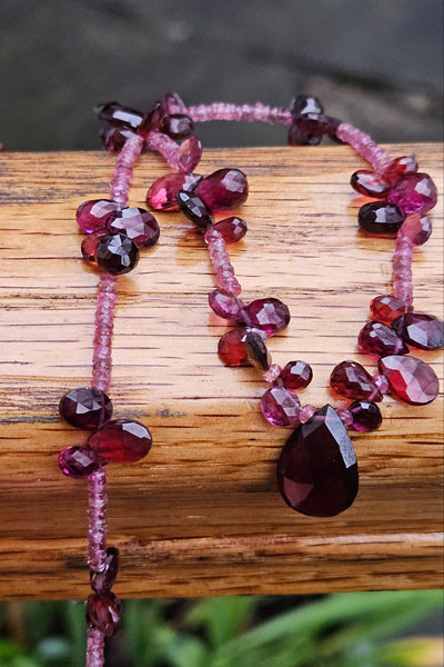 One of a Kind Garnet & Pink Topaz Necklace