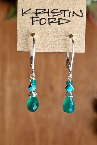 Green Onyx Teardrop Earrings  EGR0425