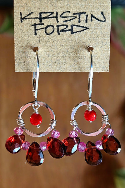 Garnet & Rose Sapphire Earrings  ERD1325